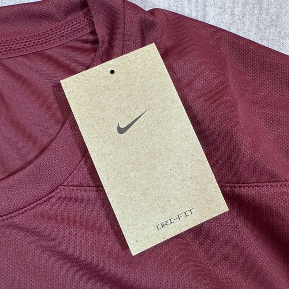 Nike Dri-FIT Shirt Mens Large Coaches Football Running Performance Maroon FJ9570 - Picture 4 of 14